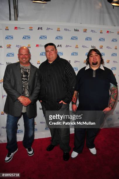 Rick Harrison, Corey Harrison and Chumlee attend A&E Television Networks Inaugurates New Media Brands With UPFRONT Event at IAC Building on May 5,...