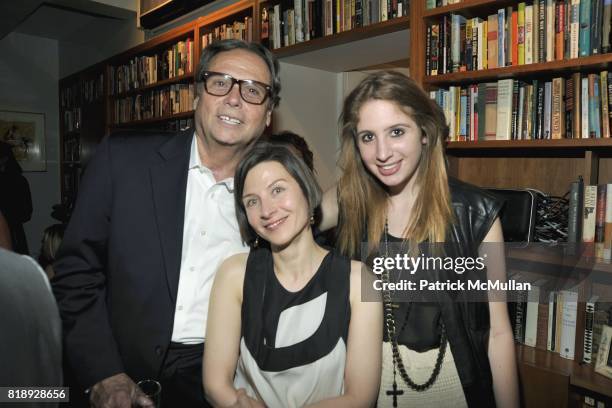 James Signorelli, Donna Tartt and Sophia Signorelli attend Book Party hosted by Anne and Jay McInerney Celebrating "The Carrie Diaries" by Candace...