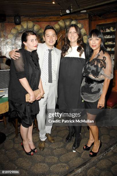 Lauri Firstenberg, Glenn Kaino, Lauren Taschen and Esthella Provas attend LAXART and Deutsche Bank present Glenn Kaino Secret Dinner hosted by Lauren...