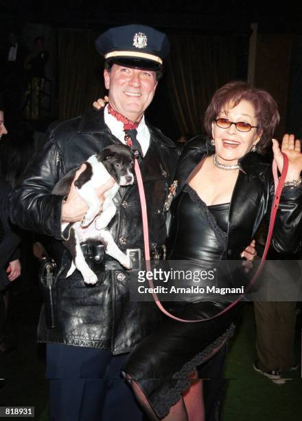 Marj Dusay of "All My Children," right and a friend attend a party March 15, 2001 to support the Animal Haven animal shelter at the Chelsea nightclub...