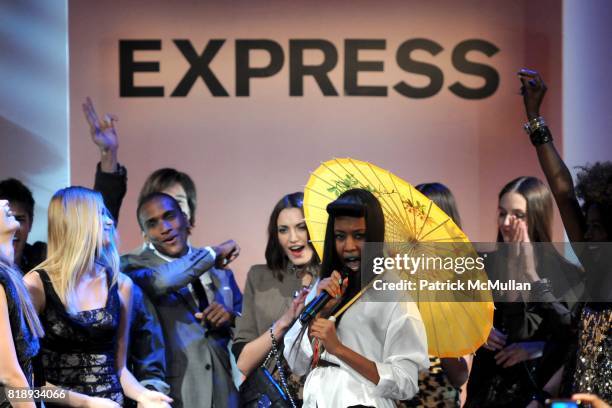 Brown and models attend EXPRESS Celebrates 30 Years of Fashion at Eyebeam Studios on May 20, 2010 in Brooklyn, New York.