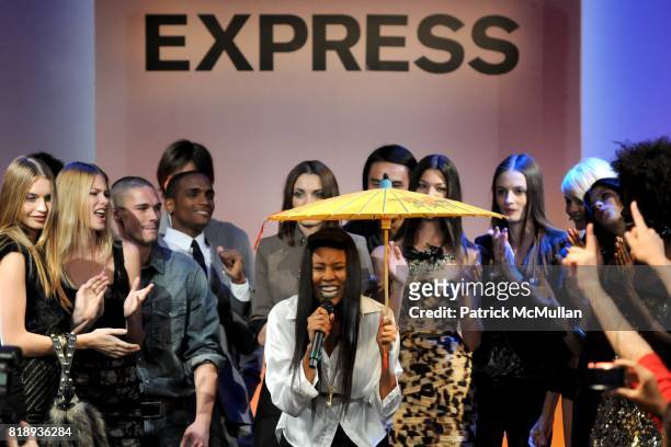 Brown and models attend EXPRESS Celebrates 30 Years of Fashion at Eyebeam Studios on May 20, 2010 in Brooklyn, New York.