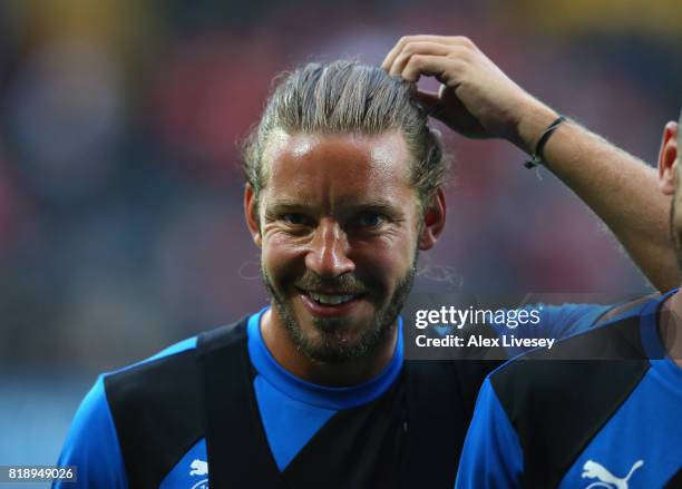 Alan Smith of Notts County looks on during a warm up prior to a pre-season friendly match between Notts County and Nottingham Forest at Meadow Lane...