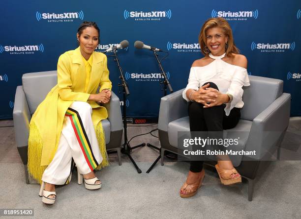 Jada Pinkett Smith with host Hoda Kotb during a leading ladies for SiriusXM Today Show Radio at SiriusXM Studios on July 19, 2017 in New York City.