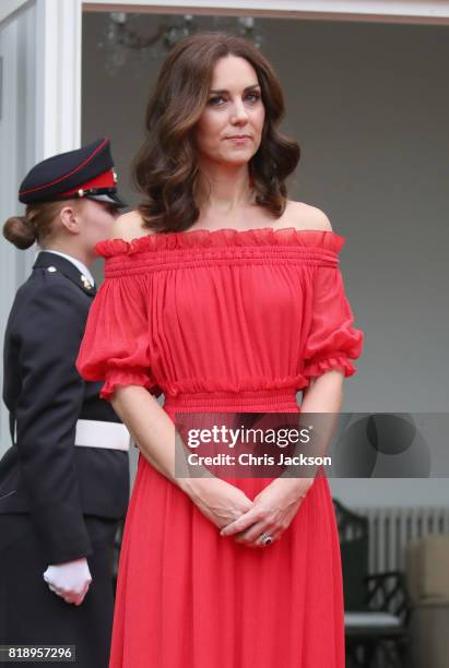 Prince William, Duke of Cambridge and Catherine, Duchess of Cambridge attend The Queen's Birthday Party at the British Ambassadorial Residence during...