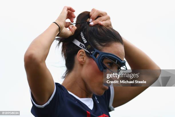 Kristen Carr of USA during the quarter final match between USA and Israel during the 2017 FIL Rathbones Women's Lacrosse World Cup at Surrey Sports...
