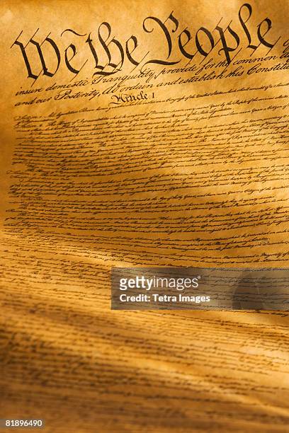 close up of the united states constitution - grondwet stockfoto's en -beelden