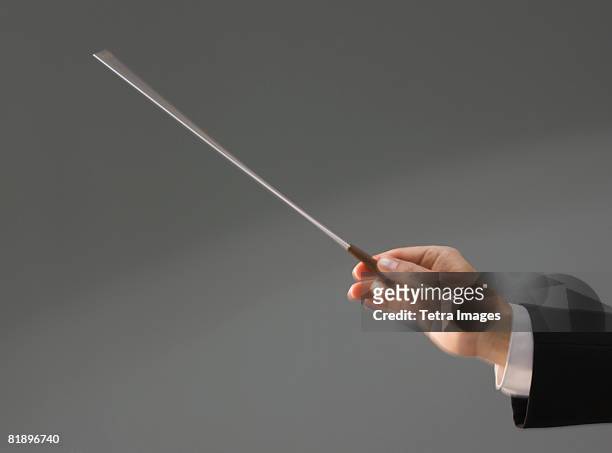 male conductor?s hand holding baton - baton stock-fotos und bilder