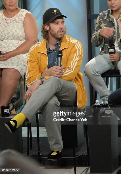 Miller attends Build series to discuss their new movie "The Emoji Movie" at Build Studio on July 19, 2017 in New York City.