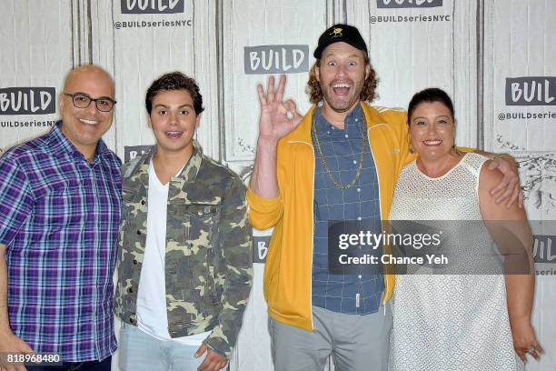 Tony Leondis, Jake T Austin, TJ Miller and Michelle Raimo Kouyate attend Build series to discuss their new movie "The Emoji Movie" at Build Studio on...