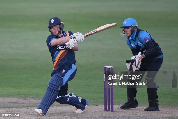 Gary Wilson of Derbyshire Falcons batting during the NatWest T20 Blast match between Worcestershire Rapids and Derbyshire Falcons at New Road on July...