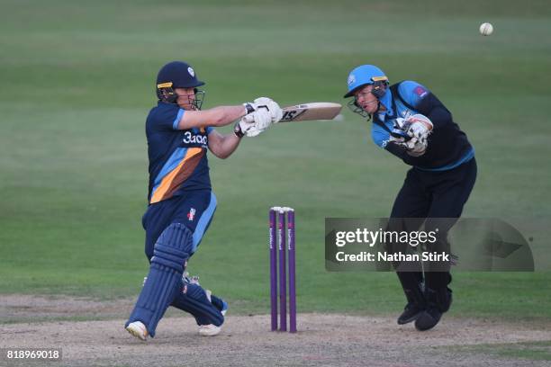 Gary Wilson of Derbyshire Falcons batting during the NatWest T20 Blast match between Worcestershire Rapids and Derbyshire Falcons at New Road on July...