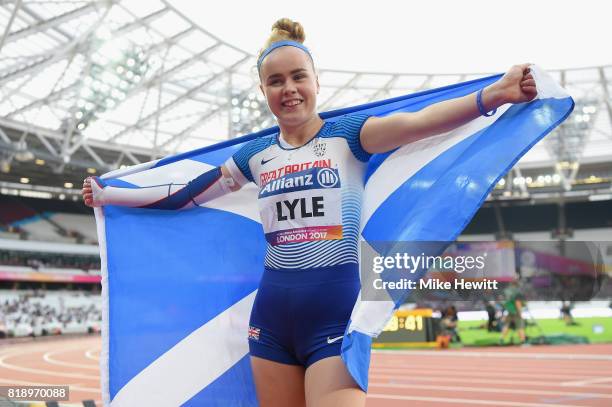 Maria Lyle of Great Britain celebrates winning a bronze medal in the Women's 100m T35 Final during Day Six of the IPC World ParaAthletics...