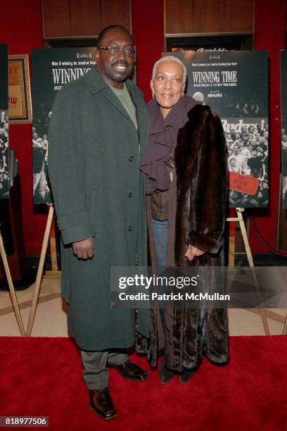 Earl Monroe and Marita Green attend Premiere of "Winning Time: Reggie Miller vs. The New York Knicks" at The Ziegfeld Theater on March 2, 2010 in New...