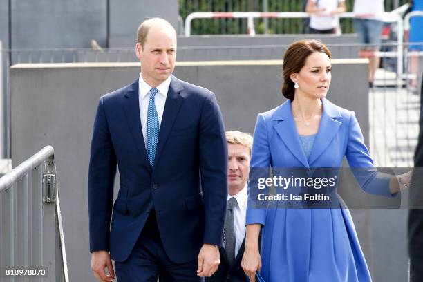 Prince William Duke of Cambridge and his wife Catherine Duchess of Cambridge visit the Monument to the Murdered Jews of Europe, also known as the...