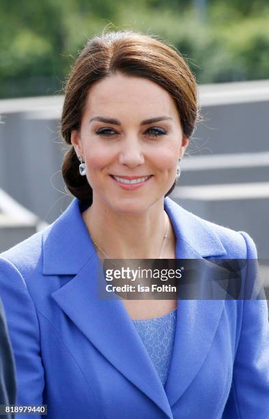 Catherine Duchess of Cambridge visits the Monument to the Murdered Jews of Europe, also known as the Holocaust Memorial, on the first day of their...