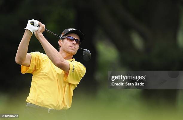 Nick O'Hern hits from the second tee box during the final round of the AT&T National held on the Blue Golf Course at Congressional Country Club on...