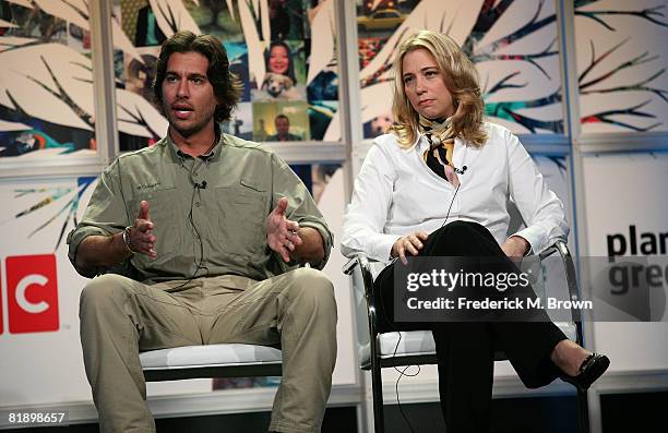 Host Josh Bernstein and producer Beth Dietrich of "Into the Unkown with Josh Bernstein" speak during day three of the Discovery Channel 2008 Summer...
