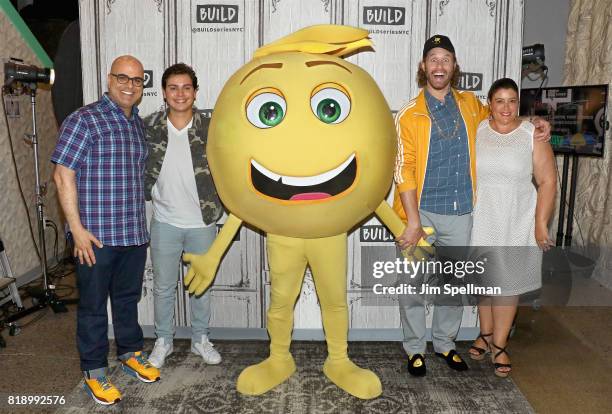 Director Tony Leondis, actor Jake T. Austin, TJ Miller, and producer Michelle Raimo Kouyate attend Build to discuss their new movie "The Emoji Movie"...