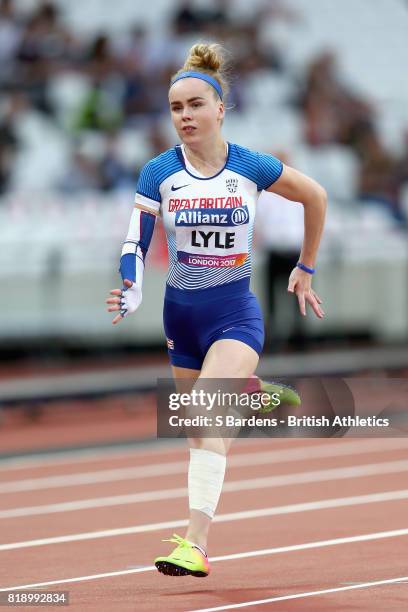 Maria Lyle of Great Britain competes in the Women's 100m T35 Final during Day Six of the IPC World ParaAthletics Championships 2017 London at London...