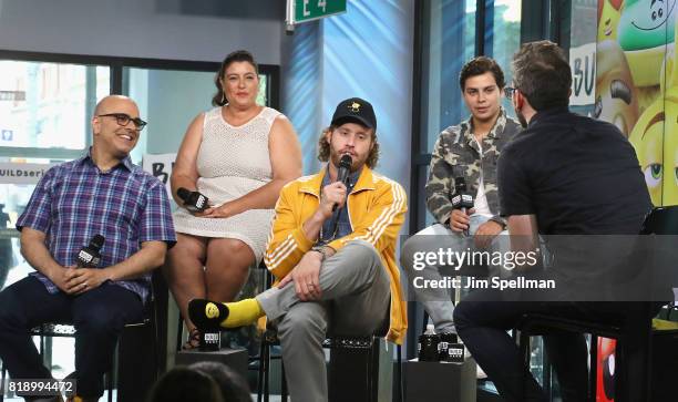 Director Tony Leondis, producer Michelle Raimo Kouyate, actors Jake T. Austin, TJ Miller and host Matt Forte attend Build to discuss their new movie...