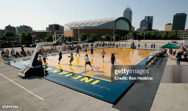 The Indiana Fever practice outside near Conseco Fieldhouse July 10, 2008 in Indianapolis, Indiana. They are readying themselves for the Liberty...