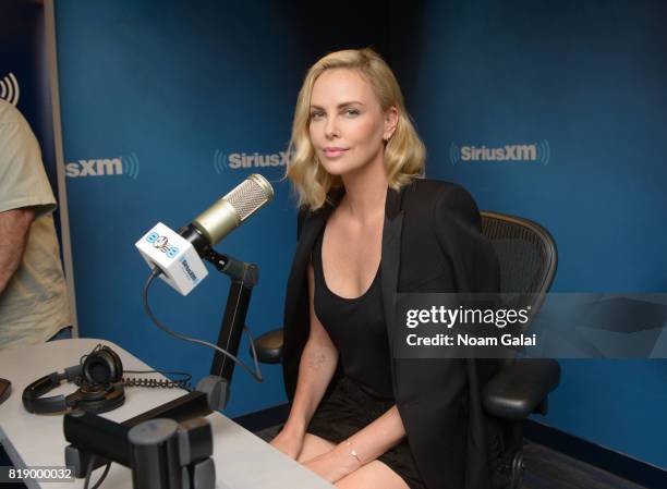 Actress Charlize Theron visits "80s on 8" at the SiriusXM Studios on July 19, 2017 in New York City.