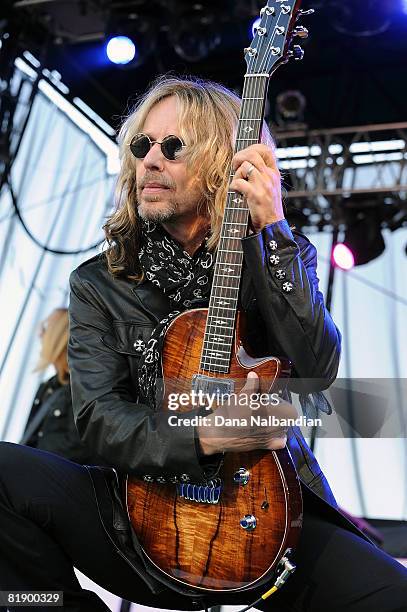 Tommy Shaw of Styx performs in concert at the Marymoor Amphitheater on July 10, 2008 in Redmond, Washington.