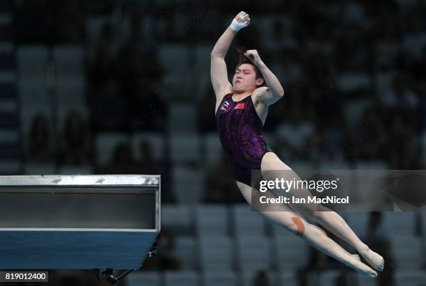 Yajie Si of China competes in the final of the Women's 10m Platform during day six of the FINA World Championships, on July 19, 2017 in Budapest,...