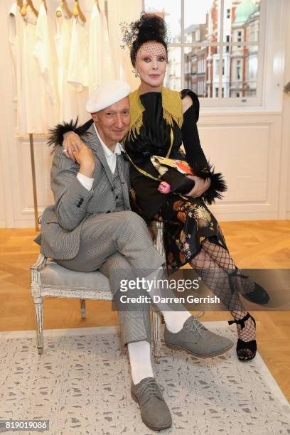 Stephen Jones and Valerie Von Sobel attend the Dior cocktail party to celebrate the launch of Dior Catwalk by Alexander Fury on July 19, 2017 in...