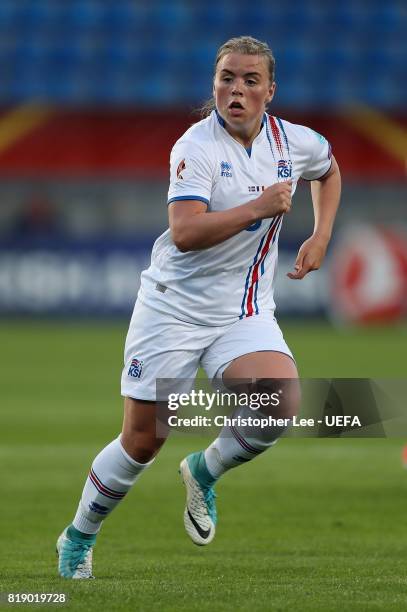 Ingibjorg Sigurdardottir of Iceland in action during the UEFA Women's Euro 2017 Group C match between France and Iceland at Koning Willem II Stadium...