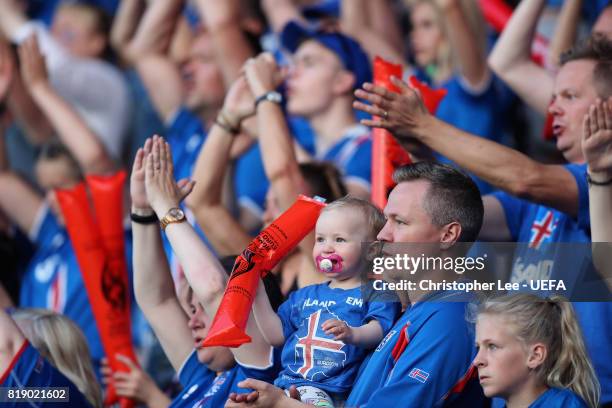 Young Iceland fan during the UEFA Women's Euro 2017 Group C match between France and Iceland at Koning Willem II Stadium on July 18, 2017 in Tilburg,...