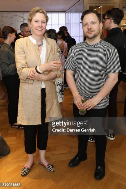 Sophy Thompson and Alexander Fury attend the Dior cocktail party to celebrate the launch of Dior Catwalk by Alexander Fury on July 19, 2017 in...