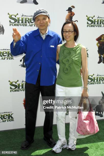 James Hong and ? attend "Shrek Forever After" Los Angeles Premiere at Gibson Amphitheatre on May 16, 2010 in Universal City, CA.