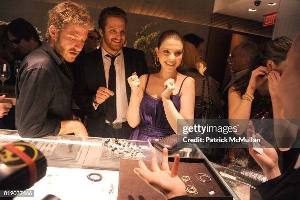 Adam Spoont, Evan Yurman and Michelle Trachtenberg attend DAVID YURMAN Townhouse Opening Celebration to benefit The Society of Memorial...