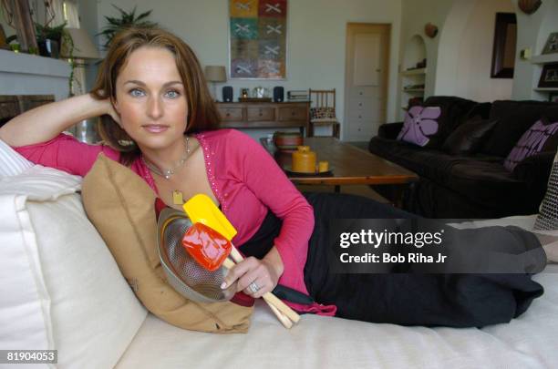 Giada De Laurentiis, the Food Network chef whose new Italian book is the top-ranked cookbook on USA Today's best-seller list, at her home in Los...