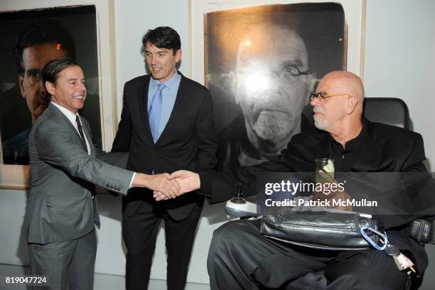 Andy Spade, Tim Armstrong and Chuck Close attend AOL Celebrates Project on Creativity with CHUCK CLOSE at New Museum on May 26, 2010 in New York City.