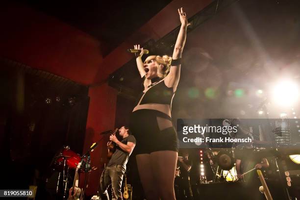 Singer Sarah Blackwood of the American band Walk off the Earth performs live on stage during a concert at the Astra on July 19, 2017 in Berlin,...