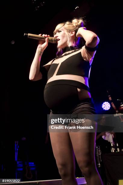 Singer Sarah Blackwood of the American band Walk off the Earth performs live on stage during a concert at the Astra on July 19, 2017 in Berlin,...