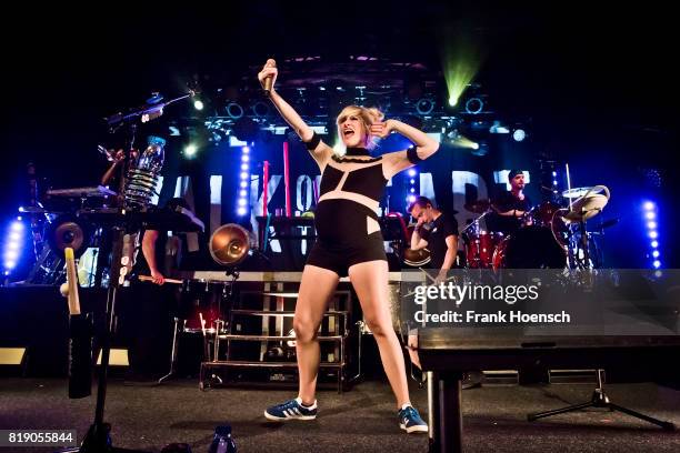 Singer Sarah Blackwood of the American band Walk off the Earth performs live on stage during a concert at the Astra on July 19, 2017 in Berlin,...