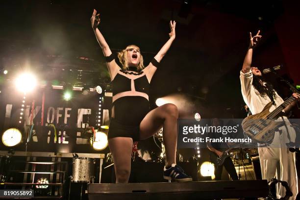Sarah Blackwood and Gianni 'Luminati' Nicassio of the American band Walk off the Earth perform live on stage during a concert at the Astra on July...