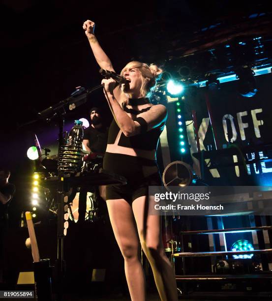 Singer Sarah Blackwood of the American band Walk off the Earth performs live on stage during a concert at the Astra on July 19, 2017 in Berlin,...