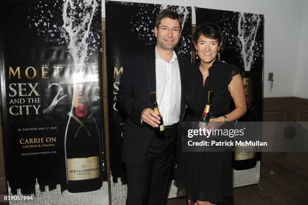Laurent Boidevezi and Berangere Boidevezi attend MOET & CHANDON Private Screening of "Sex & the City 2" at Crosby Street Hotel on May 26, 2010 in New...