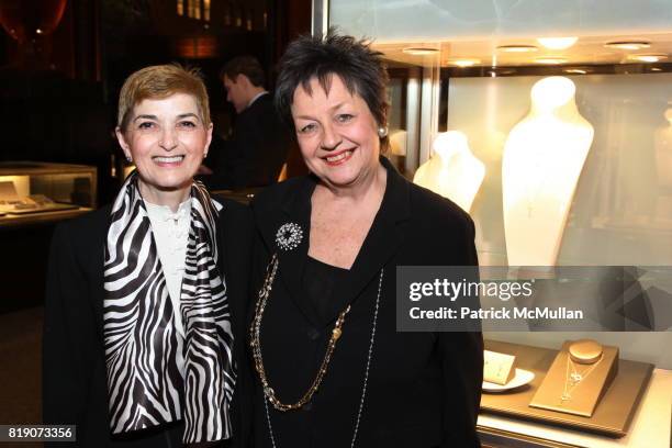 Corine Capolino and Marilyn Stoddard attend Tiffany & Co. And The Wall Street Journal host "Cocktails at Tiffany" at Tiffany Fifth Avenue on March...