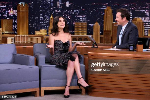 Episode 0707 -- Pictured: Comedian/Actress Jenny Slate during an interview with host Jimmy Fallon on July 19, 2017 --