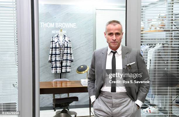 Designer Thom Browne poses during Surface Magazine Presents Design Dialogues No. 37 Featuring Thom Browne and Alina Cho at Dover Street Market on...