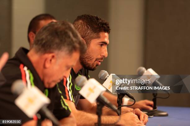 Jair Pereira of Mexico speaks during the Mexico National Team press conference at University Of Phoenix Stadium on July 19, 2017 in Phoenix, Arizona.