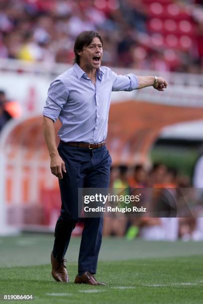 Matias Almeyda coach of Chivas gives instructions to his players during the friendly match between Chivas and Porto at Chivas Stadium on July 19,...