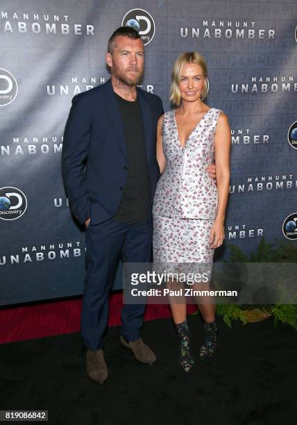 Sam Worthington and Lara Bingle attend Discovery's "Manhunt: Unabomber" World Premiere at the Appel Room at Jazz at Lincoln Center's Frederick P....