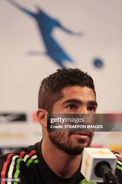 Jair Pereira of Mexico speaks during the Mexico National Team press conference at University Of Phoenix Stadium on July 19, 2017 in Phoenix, Arizona.